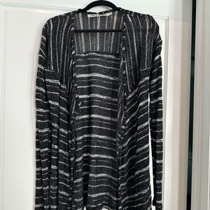 Michael Stars Black and Silver Striped Cardigan